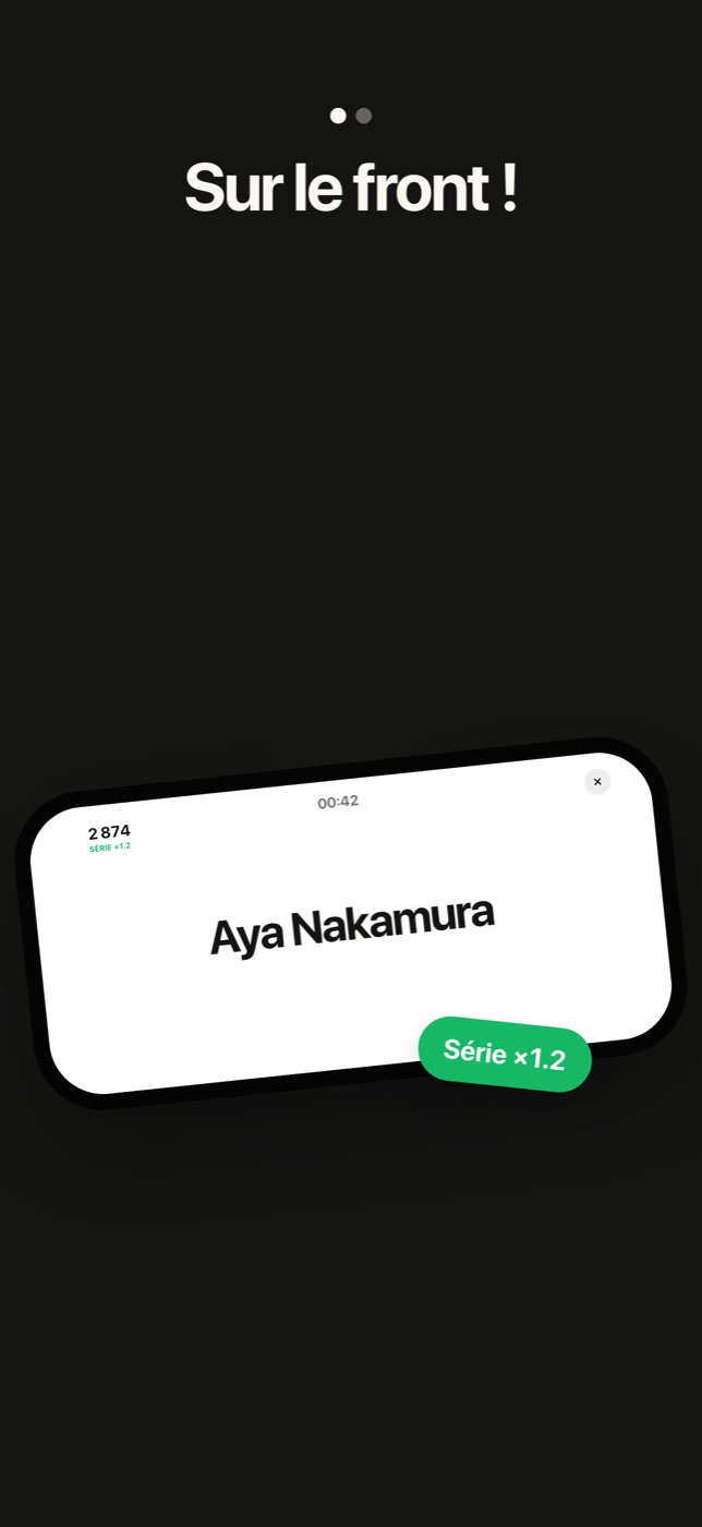 A round in progress: the word Aya Nakamura on the forehead